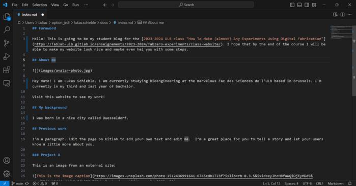 Working on the documentation